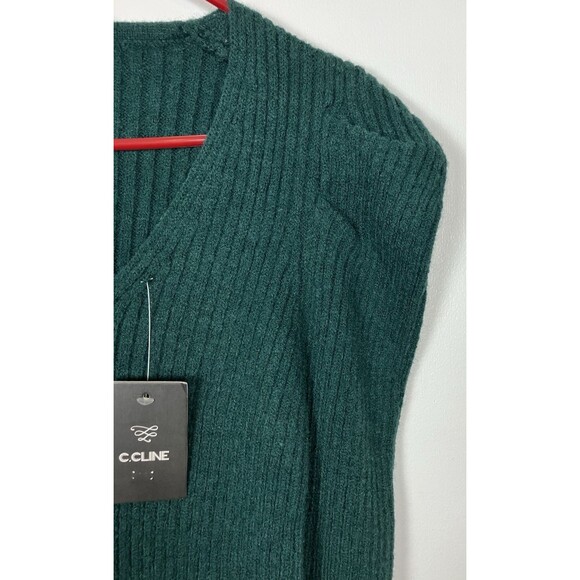 C. Cline Forest Green V-neck Pullover Sweater Size: Small NWT - Picture 4 of 5